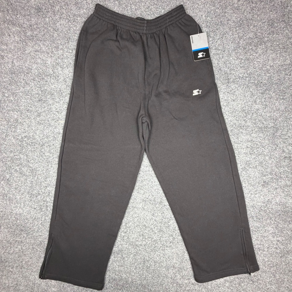 Starter Boys XL 16/18 Black Premium Fleece Pants Ankle Zip Sweatpants 290058 NEW